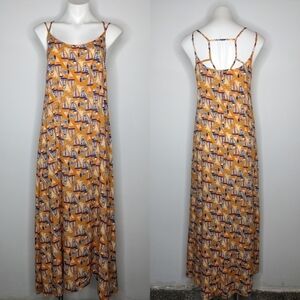 ✨3/$15 Antibes Blanc orange blue sailboat strappy dress XS